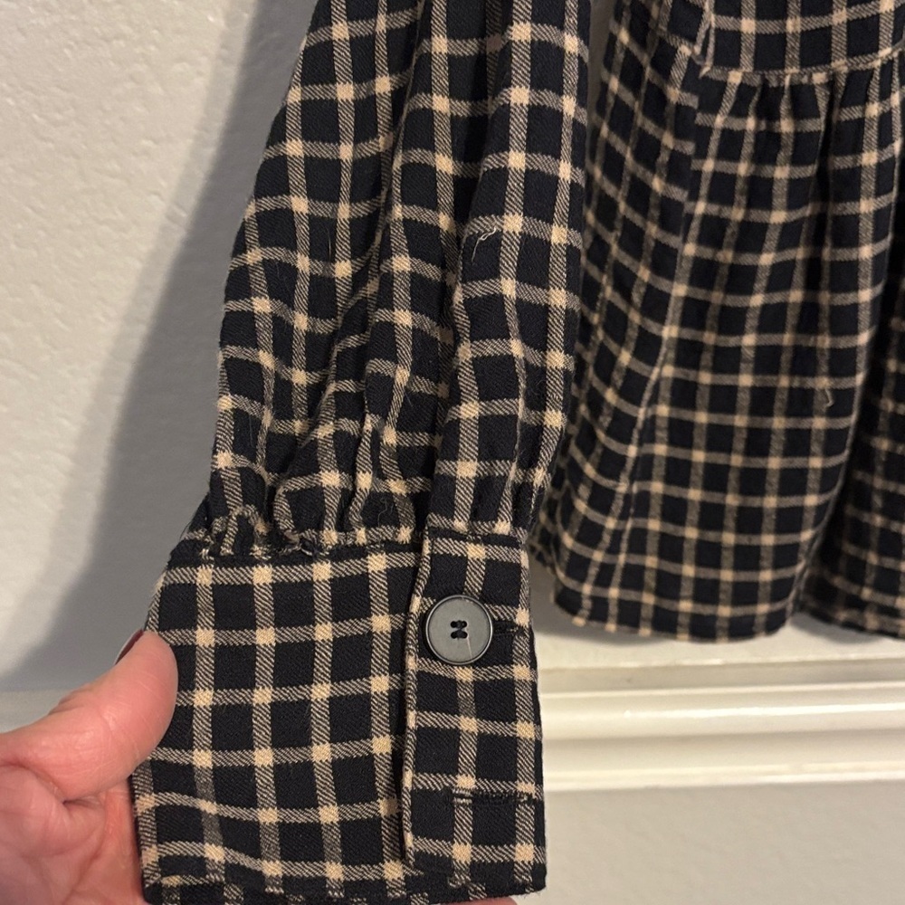 Madewell Black and Cream Checkered Blouse - Picture 3 of 5